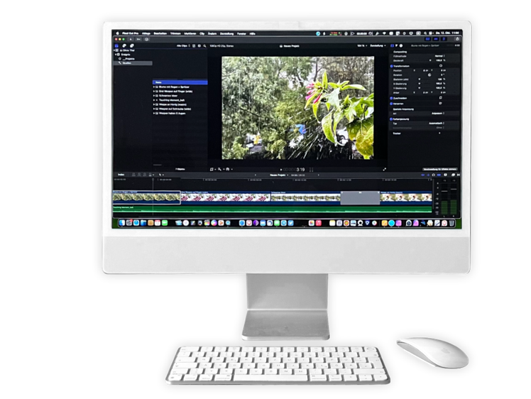 Der iMac zeigt ein Videoschnittprogramm - das Werkzeug, mit dem Ihre Videos bearbeitet werden